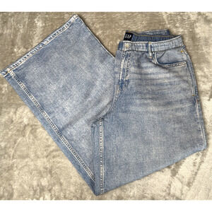 Gap Printed Baggy Sweatpant Jeans Light Wash Blue Womens Size M NWOT